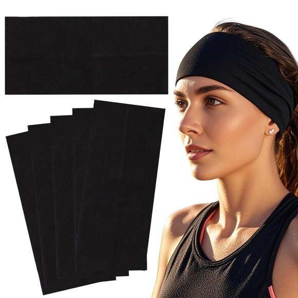 6 Pack Extra Wide Cotton Headbands Women Men Sweat Wicking Sports Hair Accessori - Picture 1 of 7